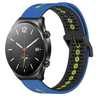 For Xiaomi MI Watch S1 22mm Tricolor Breathable Silicone Watch Band(Blue+Black+Lime)