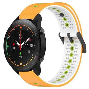 For Xiaomi MI Watch S1 Pro 22mm Tricolor Breathable Silicone Watch Band(Yellow+White+Lime)