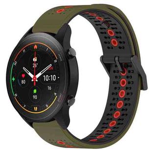 For Xiaomi MI Watch S1 Pro 22mm Tricolor Breathable Silicone Watch Band(Army Green+Red)