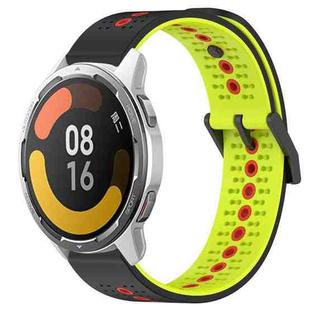 For Xiaomi MI Watch Color 2 22mm Tricolor Breathable Silicone Watch Band(Black+Lime+Red)