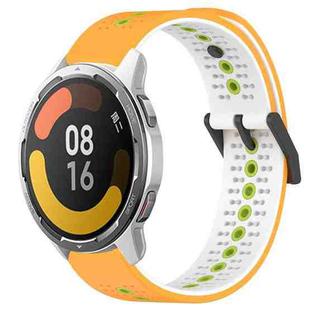 For Xiaomi MI Watch Color 2 22mm Tricolor Breathable Silicone Watch Band(Yellow+White+Lime)