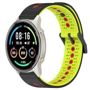 For Xiaomi MI Watch Sport 22mm Tricolor Breathable Silicone Watch Band(Black+Lime+Red)