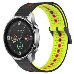 For Xiaomi MI Watch Color 22mm Tricolor Breathable Silicone Watch Band(Black+Lime+Red)