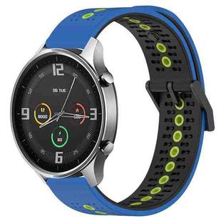 For Xiaomi MI Watch Color 22mm Tricolor Breathable Silicone Watch Band(Blue+Black+Lime)