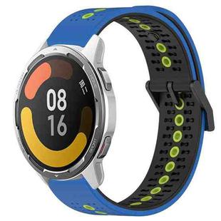 For Xiaomi Watch S1 Active 22mm Tricolor Breathable Silicone Watch Band(Blue+Black+Lime)