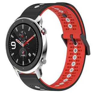 For Amazfit GTR 4 22mm Tricolor Breathable Silicone Watch Band(Black+Red+White)