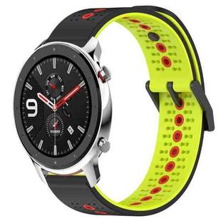 For Amazfit GTR 4 22mm Tricolor Breathable Silicone Watch Band(Black+Lime+Red)