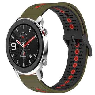 For Amazfit GTR 4 22mm Tricolor Breathable Silicone Watch Band(Army Green+Red)