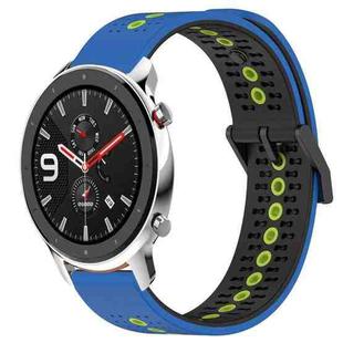 For Amazfit GTR 4 22mm Tricolor Breathable Silicone Watch Band(Blue+Black+Lime)