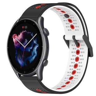 For Amazfit GTR 3 22mm Tricolor Breathable Silicone Watch Band(Black+White+Red)