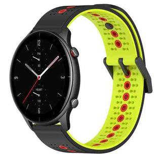 For Amazfit GTR 2e 22mm Tricolor Breathable Silicone Watch Band(Black+Lime+Red)