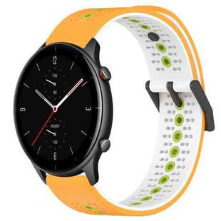For Amazfit GTR 2e 22mm Tricolor Breathable Silicone Watch Band(Yellow+White+Lime)