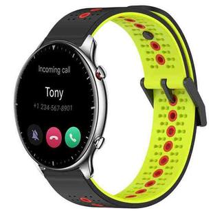 For Amazfit GTR 2 22mm Tricolor Breathable Silicone Watch Band(Black+Lime+Red)