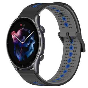 For Amazfit 3 22mm Tricolor Breathable Silicone Watch Band(Black+Grey+Blue)