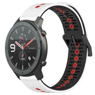 For Amazfit GTR 47mm 22mm Tricolor Breathable Silicone Watch Band(White+Black+Red)