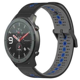 For Amazfit GTR 47mm 22mm Tricolor Breathable Silicone Watch Band(Black+Grey+Blue)