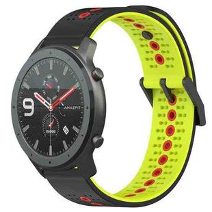 For Amazfit GTR 47mm 22mm Tricolor Breathable Silicone Watch Band(Black+Lime+Red)