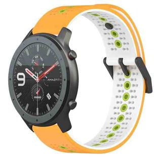 For Amazfit GTR 47mm 22mm Tricolor Breathable Silicone Watch Band(Yellow+White+Lime)