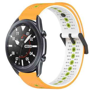 For Samsung Galaxy Watch3 45mm 22mm Tricolor Breathable Silicone Watch Band(Yellow+White+Lime)