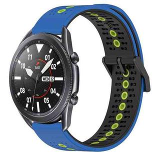For Samsung Galaxy Watch3 45mm 22mm Tricolor Breathable Silicone Watch Band(Blue+Black+Lime)