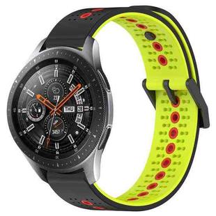 For Samsung Galaxy Watch 46mm 22mm Tricolor Breathable Silicone Watch Band(Black+Lime+Red)