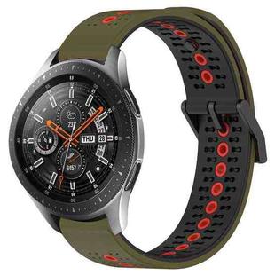 For Samsung Galaxy Watch 46mm 22mm Tricolor Breathable Silicone Watch Band(Army Green+Red)