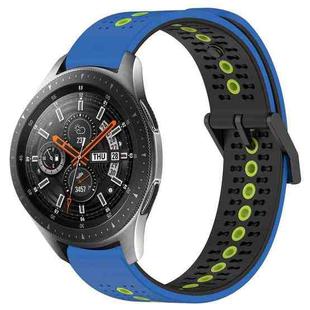 For Samsung Galaxy Watch 46mm 22mm Tricolor Breathable Silicone Watch Band(Blue+Black+Lime)
