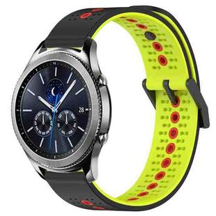 For Samsung Gear S3 Classic 22mm Tricolor Breathable Silicone Watch Band(Black+Lime+Red)