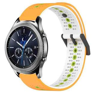 For Samsung Gear S3 Classic 22mm Tricolor Breathable Silicone Watch Band(Yellow+White+Lime)
