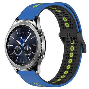 For Samsung Gear S3 Classic 22mm Tricolor Breathable Silicone Watch Band(Blue+Black+Lime)