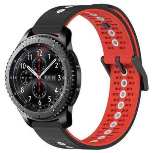For Samsung Gear S3 Frontier 22mm Tricolor Breathable Silicone Watch Band(Black+Red+White)