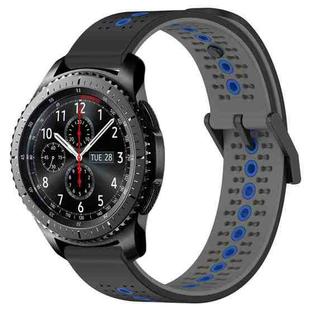 For Samsung Gear S3 Frontier 22mm Tricolor Breathable Silicone Watch Band(Black+Grey+Blue)