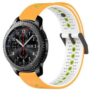 For Samsung Gear S3 Frontier 22mm Tricolor Breathable Silicone Watch Band(Yellow+White+Lime)