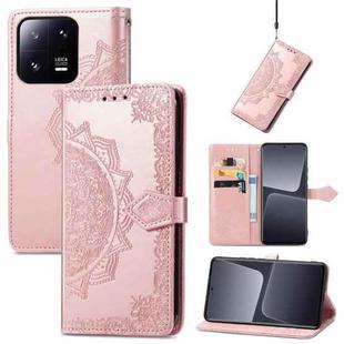 For Xiaomi 13 Mandala Flower Embossed Leather Phone Case(Rose Gold)