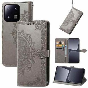 For Xiaomi 13 Mandala Flower Embossed Leather Phone Case(Gray)