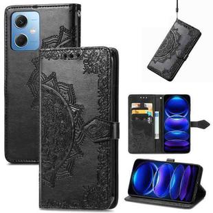 For Xiaomi Redmi Note 12 5G Mandala Flower Embossed Leather Phone Case(Black)