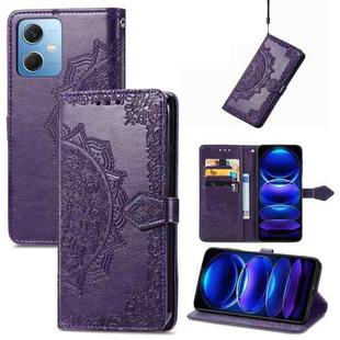 For Xiaomi Redmi Note 12 5G Mandala Flower Embossed Leather Phone Case(Purple)