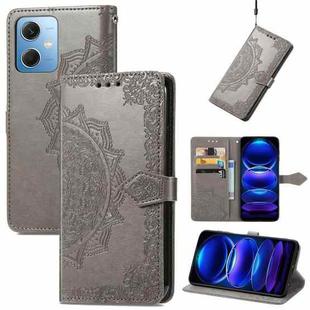 For Xiaomi Redmi Note 12 Discovery Mandala Flower Embossed Leather Phone Case(Gray)