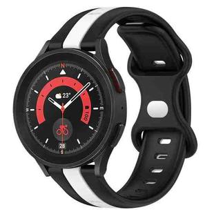 For Samsung Galaxy Watch5 Pro 45mm 20mm Butterfly Buckle Two-Color Silicone Watch Band(Black+White)