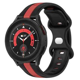 For Samsung Galaxy Watch5 Pro 45mm 20mm Butterfly Buckle Two-Color Silicone Watch Band(Black+Red)