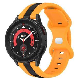 For Samsung Galaxy Watch5 Pro 45mm 20mm Butterfly Buckle Two-Color Silicone Watch Band(Black+Yellow)