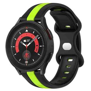 For Samsung Galaxy Watch5 Pro 45mm 20mm Butterfly Buckle Two-Color Silicone Watch Band(Black+Green)