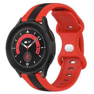 For Samsung Galaxy Watch5 Pro 45mm 20mm Butterfly Buckle Two-Color Silicone Watch Band(Red+Black)