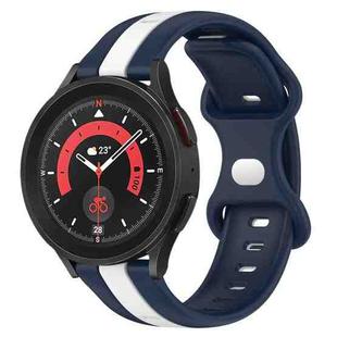 For Samsung Galaxy Watch5 Pro 45mm 20mm Butterfly Buckle Two-Color Silicone Watch Band(White+Blue)