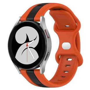 For Samsung Galaxy Watch4 40mm 20mm Butterfly Buckle Two-Color Silicone Watch Band(Orange+Black)
