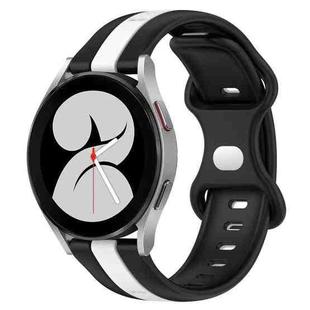 For Samsung Galaxy Watch4 40mm 20mm Butterfly Buckle Two-Color Silicone Watch Band(Black+White)