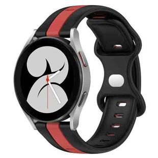 For Samsung Galaxy Watch4 40mm 20mm Butterfly Buckle Two-Color Silicone Watch Band(Black+Red)