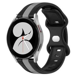 For Samsung Galaxy Watch4 40mm 20mm Butterfly Buckle Two-Color Silicone Watch Band(Black+Grey)