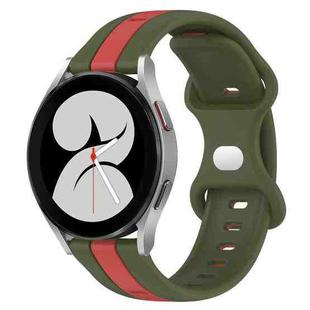 For Samsung Galaxy Watch4 40mm 20mm Butterfly Buckle Two-Color Silicone Watch Band(Red+Army Green)