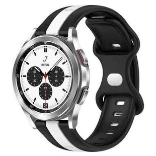 For Samsung  Galaxy Watch 4 Classic 42mm 20mm Butterfly Buckle Two-Color Silicone Watch Band(Black+White)
